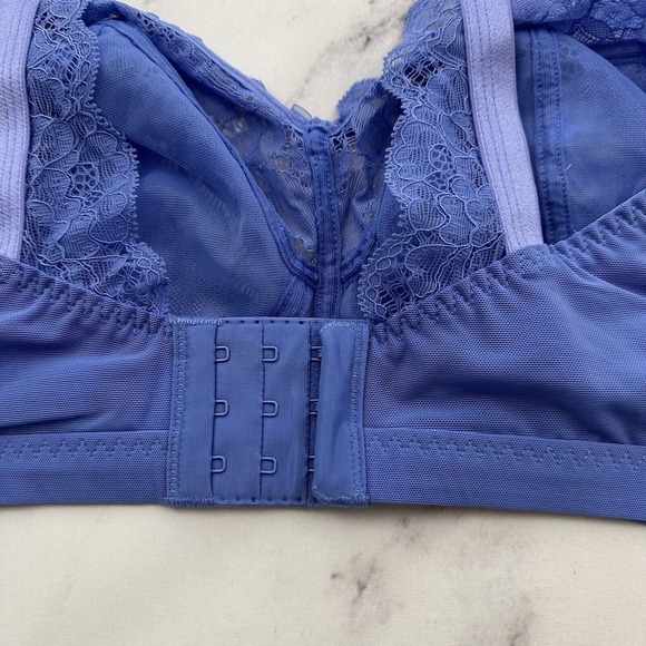 Panache Imogen Bralette Size 34 FF Periwinkle Blue Lace Wire Free 10166 - Picture 5 of 8